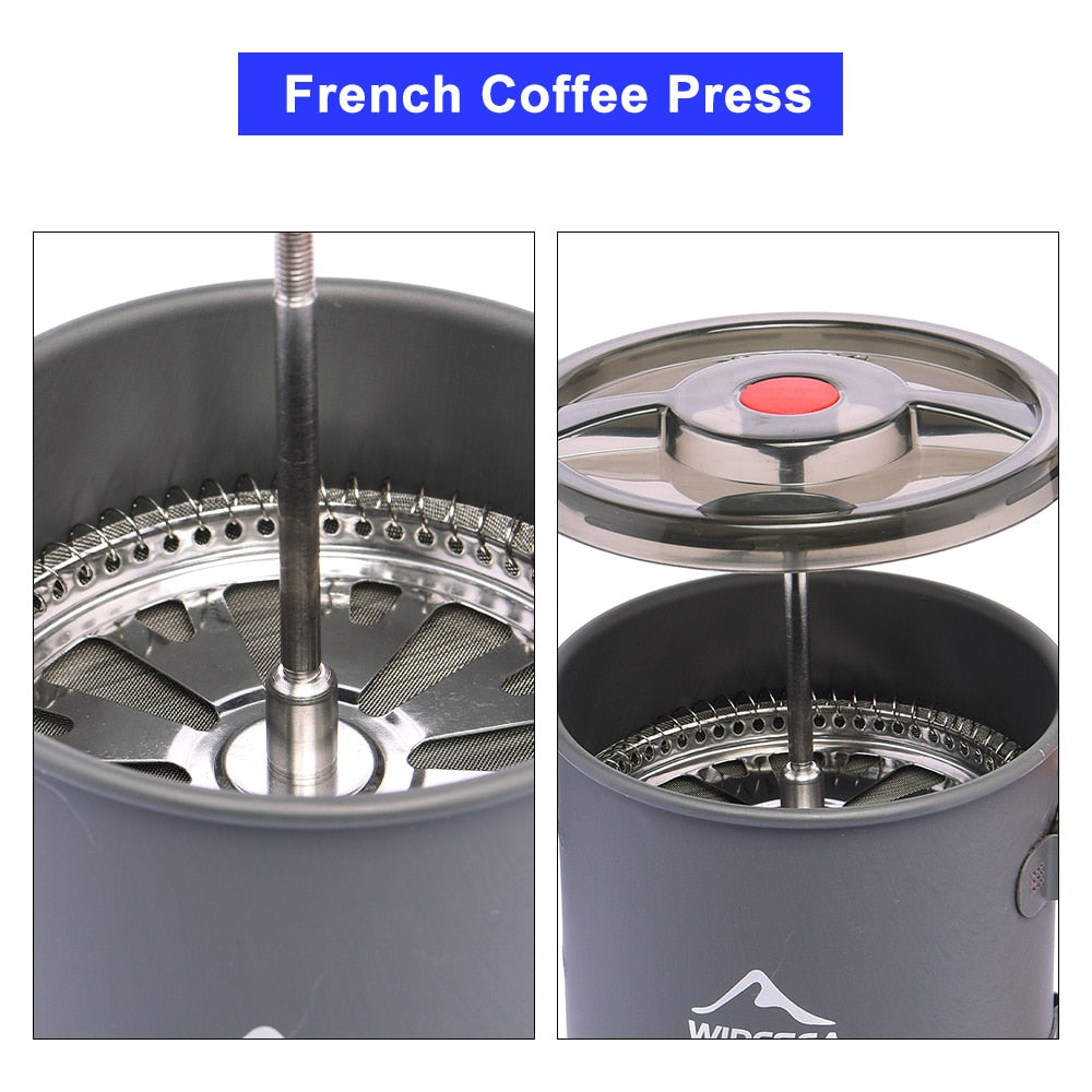 Widesea Camping Coffee Pot with French Press Outdoor Cup Mug Cookware for Hiking Trekking - myatozmall