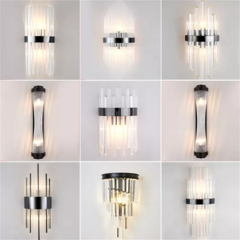 Modern Black Gold Crystal Wall Lights