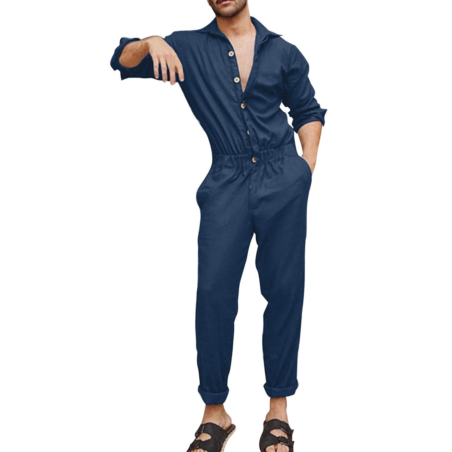 Men's Overalls Jumpsuit Solid Color - myatozmall