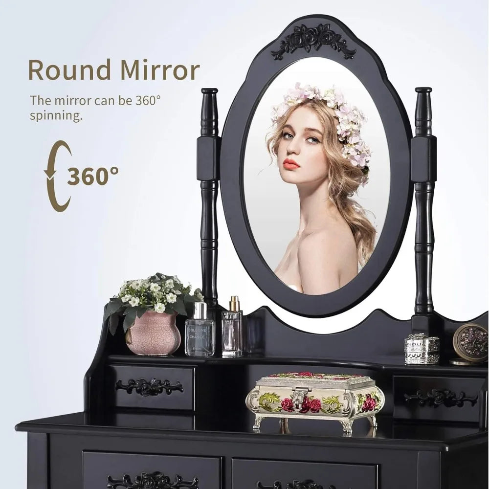 Oval Mirror, Bedroom Vanity Set