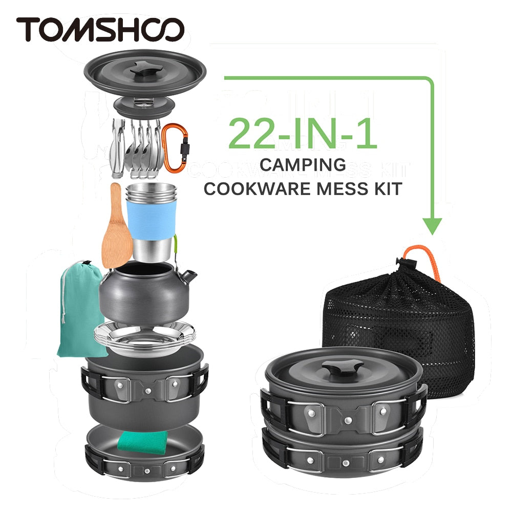 Tomshoo 22pcs Camping Cookware - myatozmall