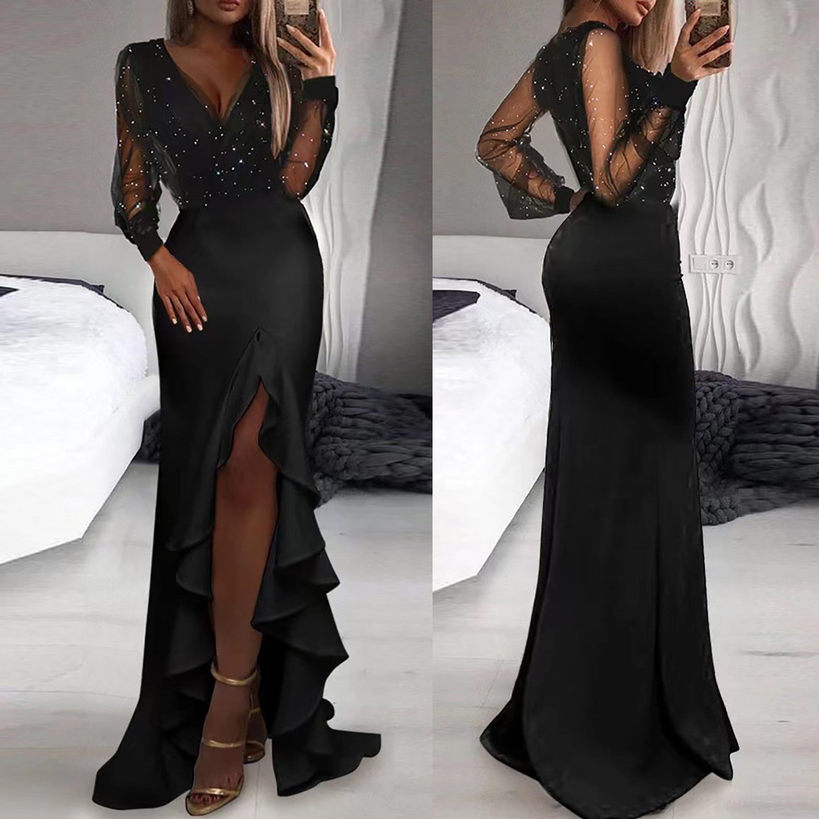 Elegant Mid Waist Fishtail Dress - myatozmall